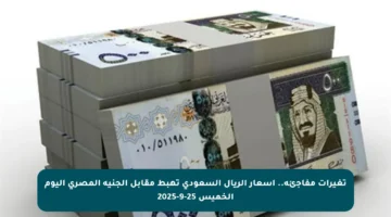 تغيرات مفاجئة.. أسعار الريال السعودي تهبط مقابل الجنيه المصري اليوم الخميس 25-9-2025
